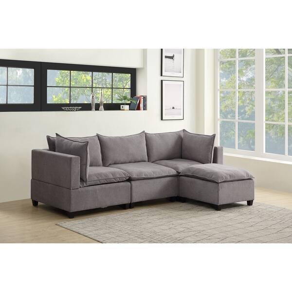 Madison Fabric Down Feather Reversible Sectional Sofa With Ottoman Overstock 32004393 Dark Gray