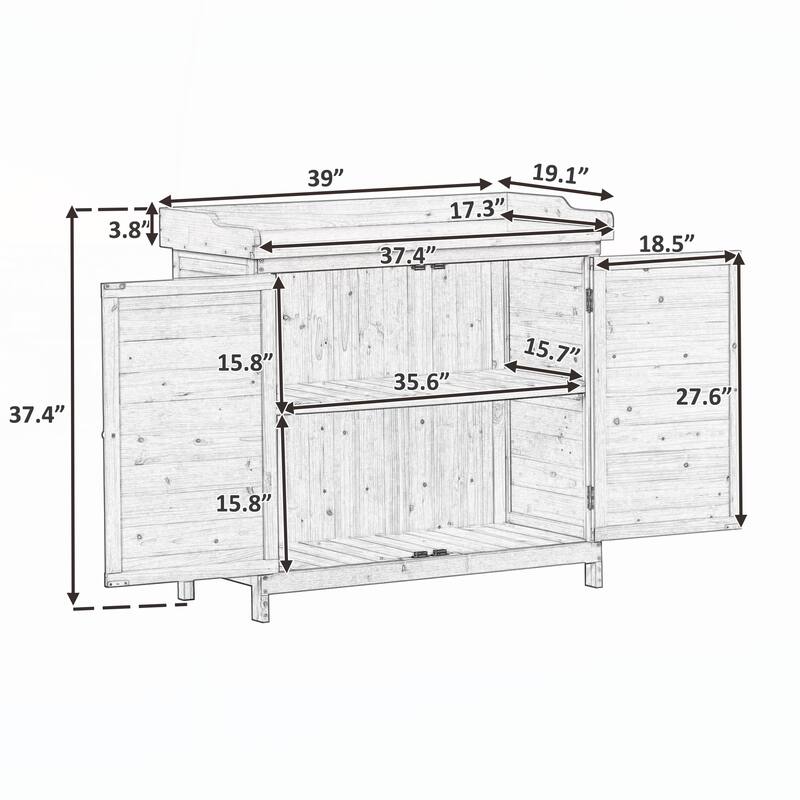 Outdoor 39" Potting Bench Table