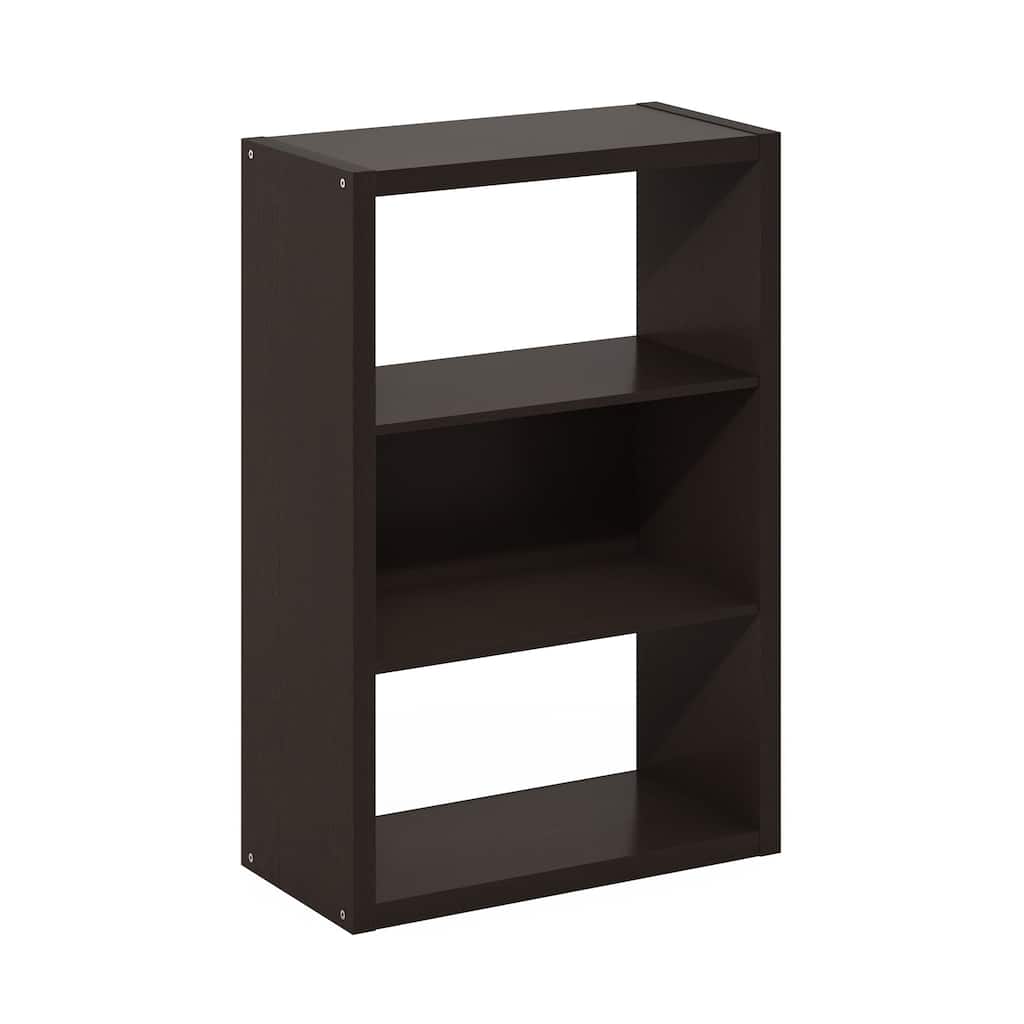Furinno Viola 3-Tier Open Shelf Bookcase, Bookshelf, Dark Oak