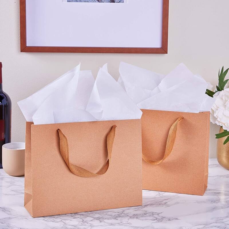 Bright Creations Brown Kraft Paper Bags with Handles (8.6 x 7 x 3.9 in, 25 Pack)