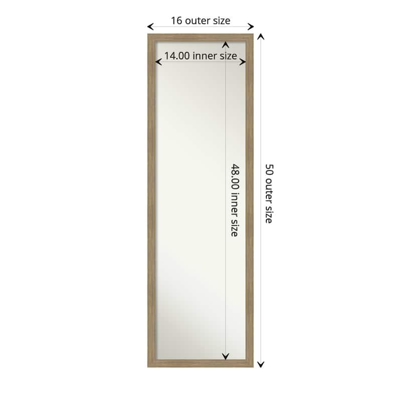 Woodgrain Stripe Non-Beveled Wood Framed Full-Length On the Door Mirror - Glass Size 14x48 - Woodgrain Stripe Mocha