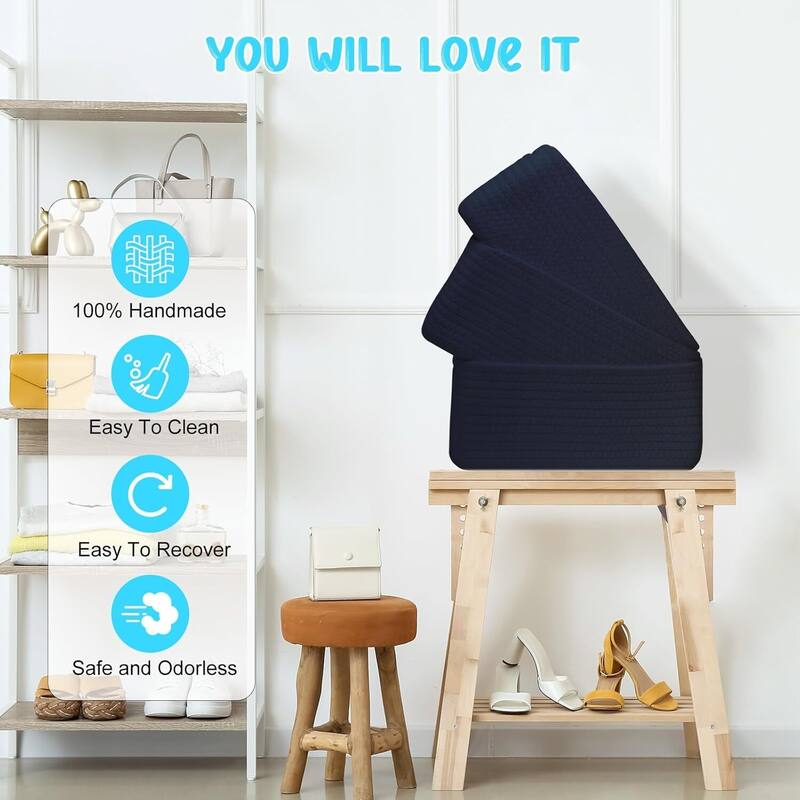 3-Pack Shelf Baskets for Organizing, Storage Baskets, Storage Organizer - 1.5"L x 0.5"W x 1"H