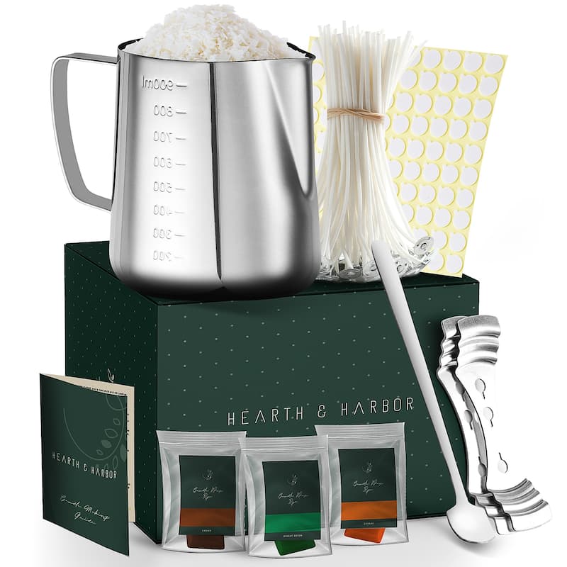 Hearth & Harbor 108 Piece Candle Making Kit for Adults & Kids - Full DIY Soy Candle Making Kit with Candle Wax and Supplies - Multi