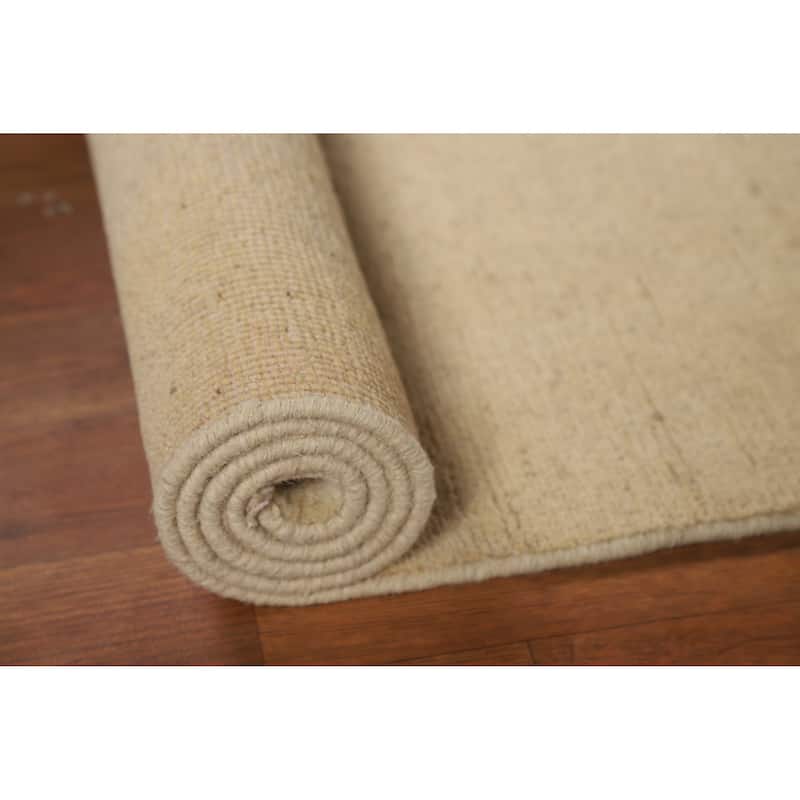 Beige Gabbeh Oriental Runner Rug Handmade Wool Carpet - 3'0"x 14'4"
