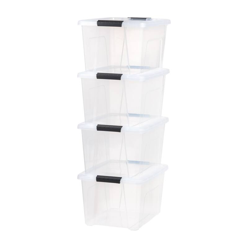 IRIS USA® Buckled Clear Box 32 Qt Buckle Lid - Clear - Set of 4