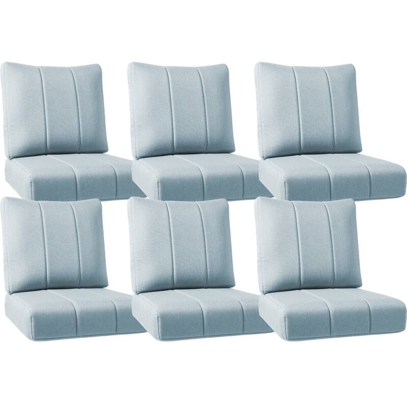 Ivora 24" W x 24" D x 6" T Water & Fade Resistant Outdoor Lounge Chair Replacement Cushion Set - 6 Sets - Baby Blue