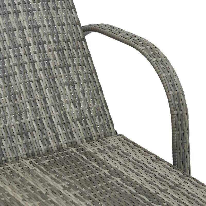 Outdoor Rattan Chaise Lounge,5 Level,Recliner,Wheels,Cushion,Headrest