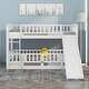 preview thumbnail 20 of 25, Twin-Over-Twin Low Bunk Bed with Built-in Ladder, Slide & Guardrail