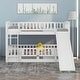 preview thumbnail 2 of 5, White Twin Over Twin Bunk Bed with Slide and Convertible Ladders, Fence, and Play Area for Kids, Sturdy and Durable Bed Frame
