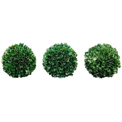 Faux Preserved Artificial Boxwood Ball Topiary Plant 5"H, Set of 3 - ABN5P012-GRN-3