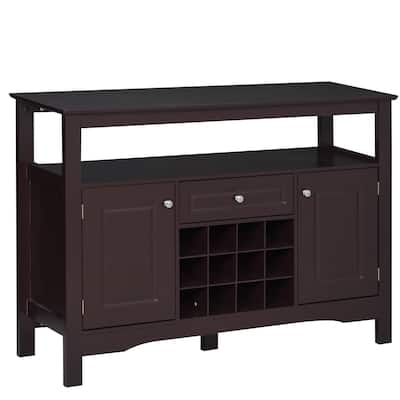 Coffee Bar Cabinet, Modern Sideboard Buffet Cabinet, Wine Cabinet with Drawer and 12-Bottle Wine Rack for Living Room, Espresso
