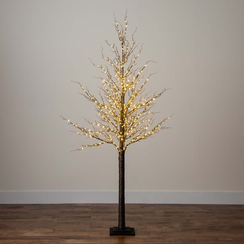 Pre-Lit Brown Twig Artificial Christmas Tree - 6' - Warm White LED Lights
