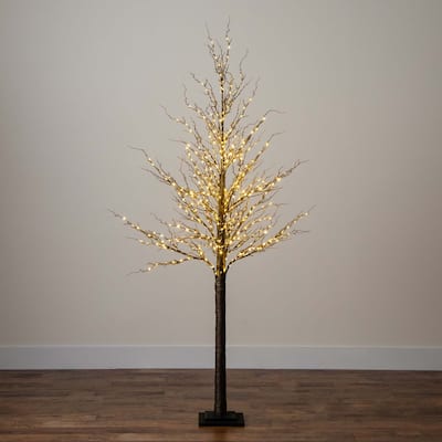 Pre-Lit Brown Twig Artificial Christmas Tree - 6' - Warm White LED Lights