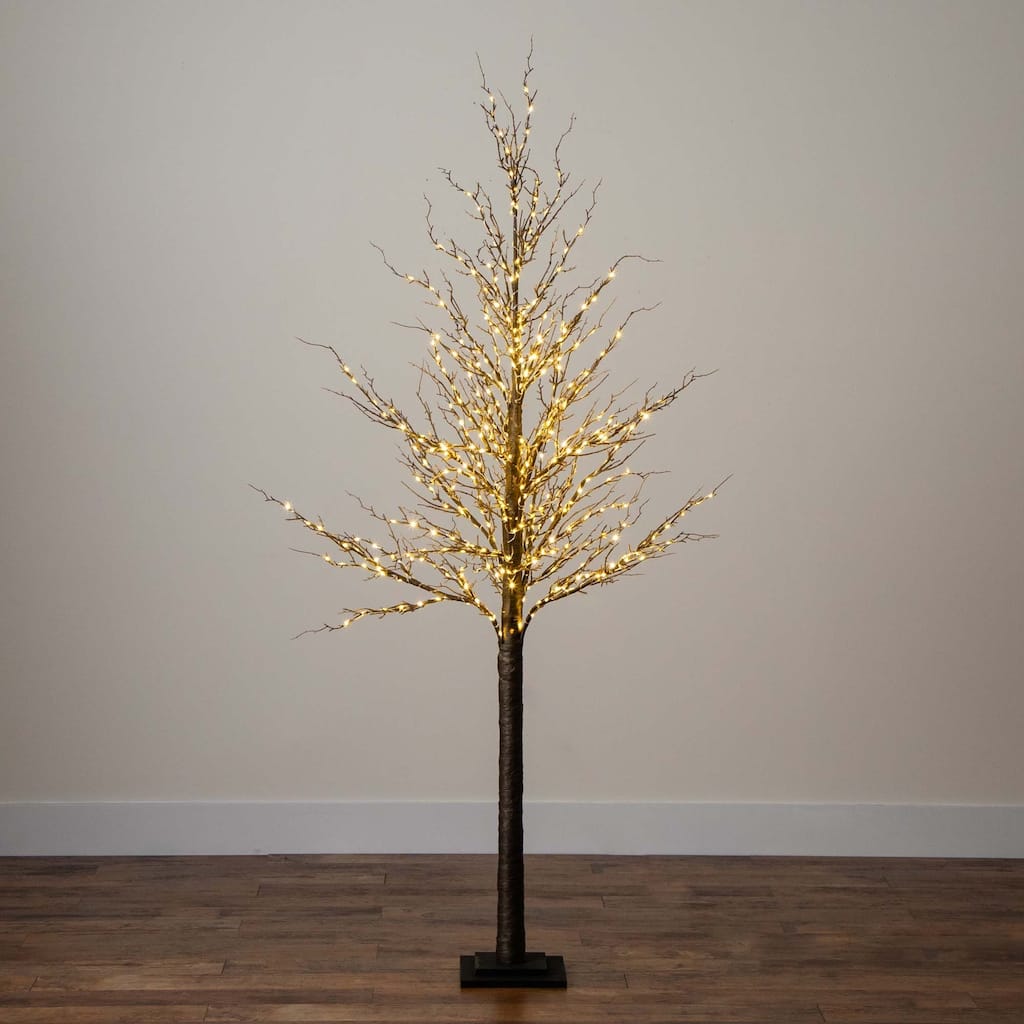 Pre-Lit Brown Twig Artificial Christmas Tree - 6' - Warm White LED Lights