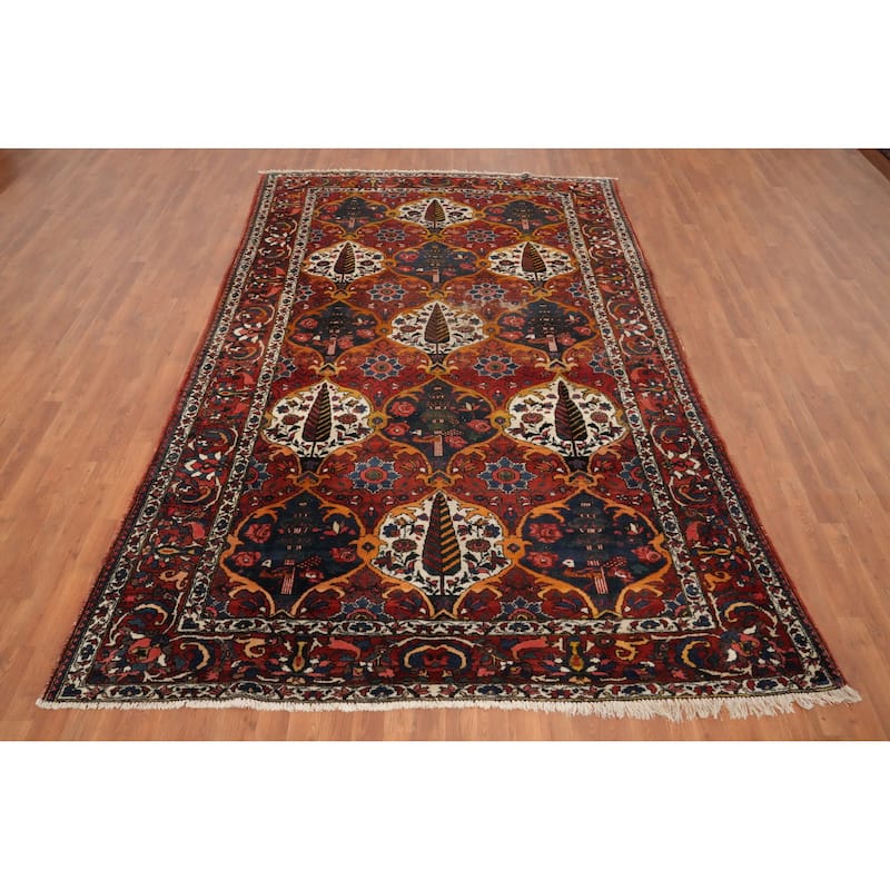 Hand Knotted Oriental 100% Wool Carpet Traditional Floral Oranges & Rust Bakhtiari Area Rug - 10' 3'' X 6' 9''