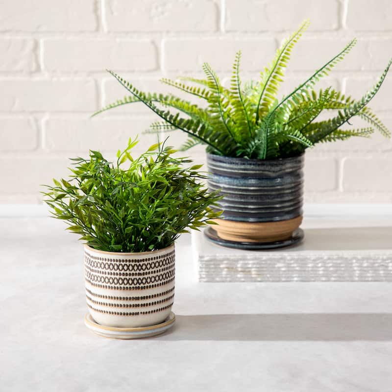 Sagebrook Home Ceramic Planter with Saucer