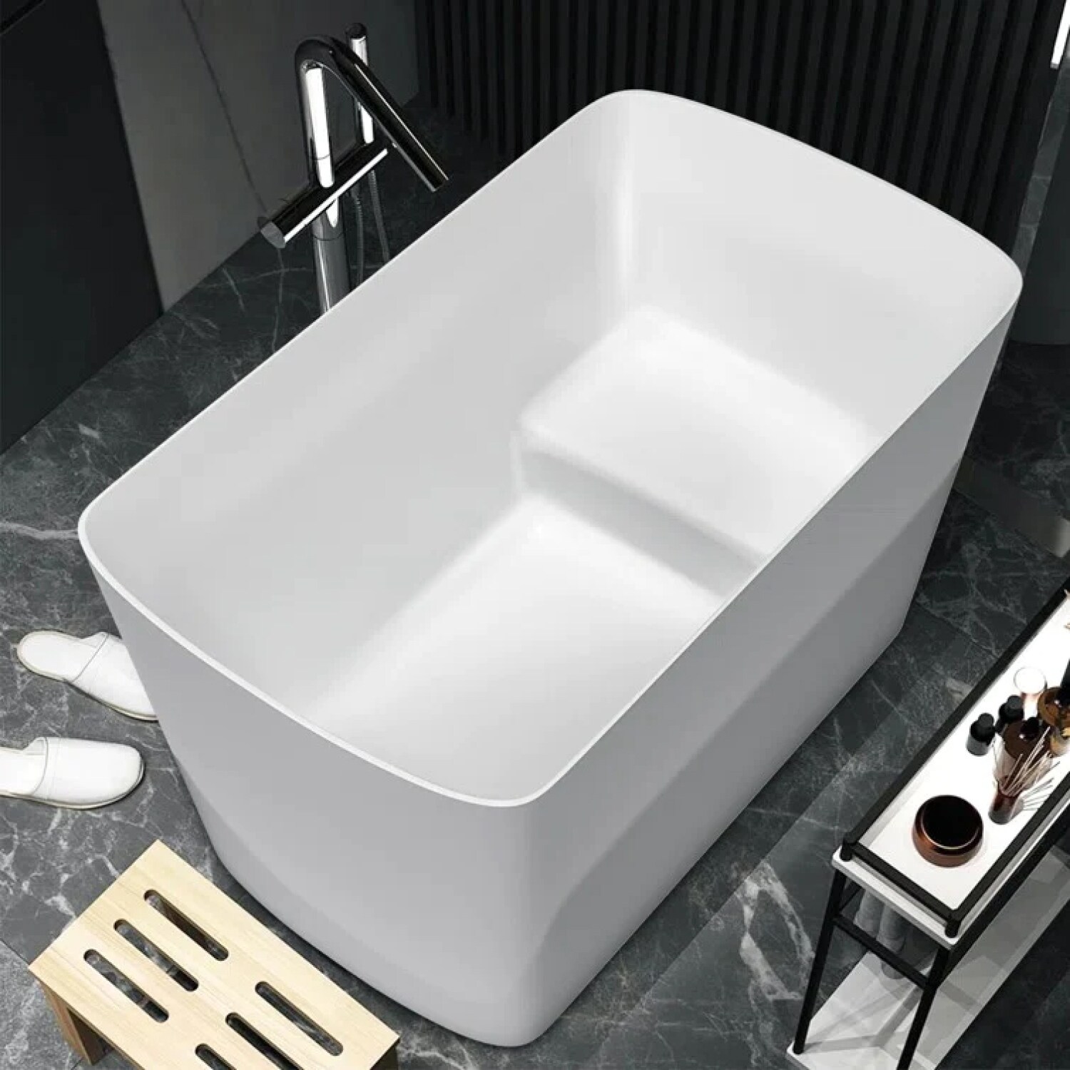 Rapsel LAMI 027 Lavasca Mini 71 L x 36 W X 28 H Freestanding Bathtub in  Matte Black