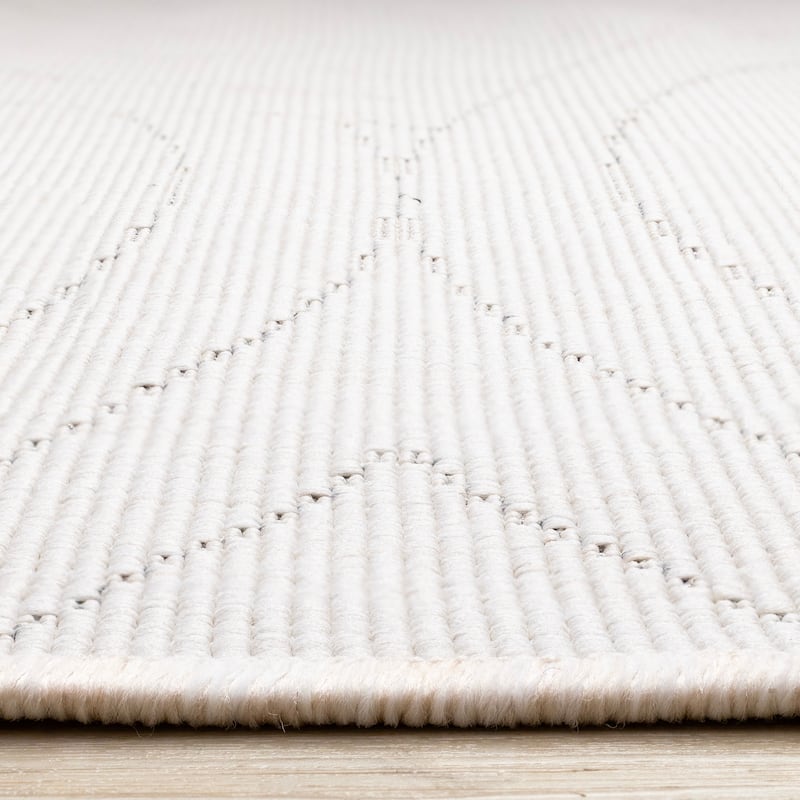Brooke Collection - Cream Grey Modern Arches Reversible Indoor-Outdoor Area Rug, 5'3" x 7'7"