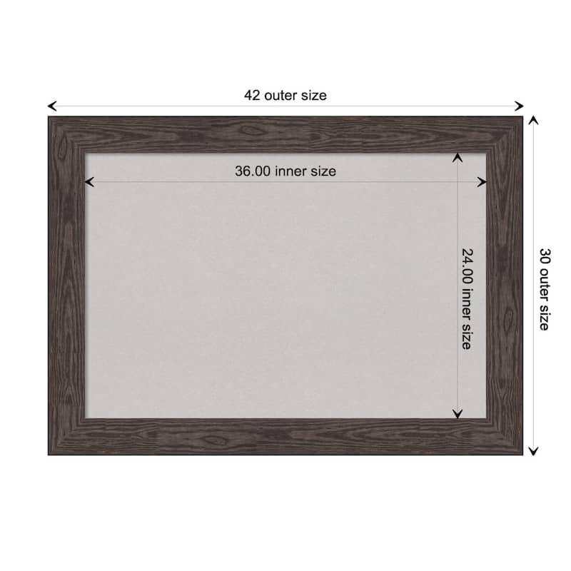 Bridge Black Wood Framed Grey Corkboard Bulletin Board - Bridge Black - Board Size 36x24