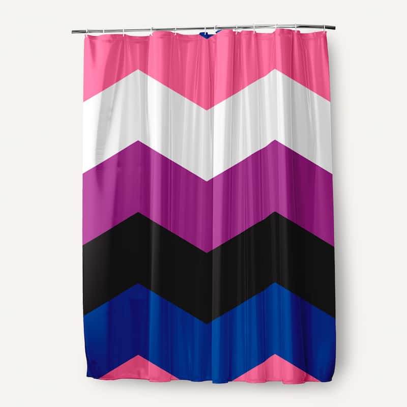 Inclusive Pride Flag Durable Poly Shower Curtain - Genderfluid Chevron