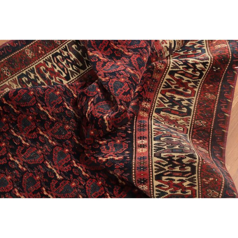 Hand Knotted Oriental 100% Wool Carpet Traditional All-Over Navy Blue & Blues Bidjar Area Rug - 6' 2'' X 3' 3''