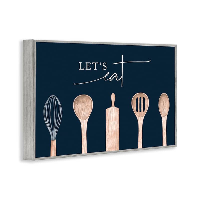 Stupell Let's Eat Kitchen Utensils Framed Giclee Art Design By Lux + Me Designs