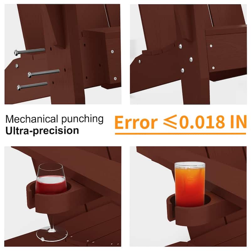 WINSOON All-Weather HIPS Outdoor Adirondack Chairs with Cup Holder Set Of 4