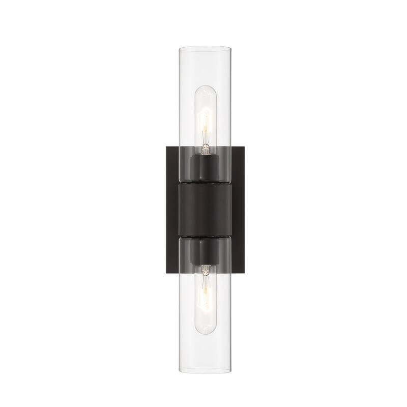 Anton 17.5 in. 2-Light Matte Black Transitional Wall Sconce Light