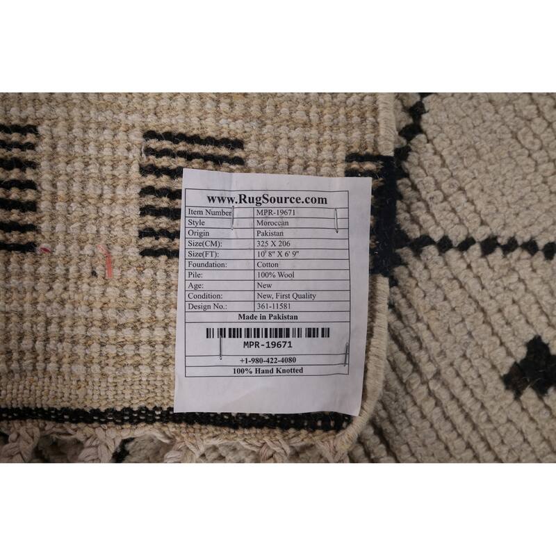 Moroccan Oriental Area Rug Hand-Knotted Wool Carpet - 6'9"x 10'8"