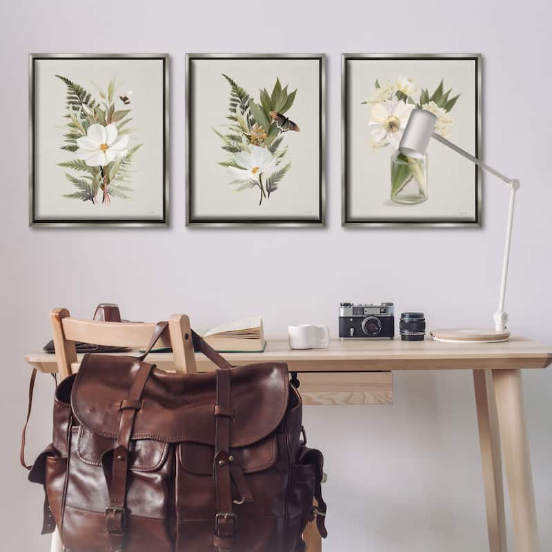 Stupell Country Magnolia Bundles Framed Floater Canvas Wall Art Design By House Fenway (Set of 3)