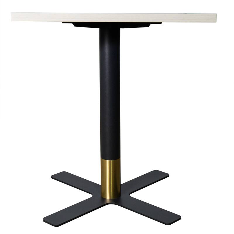 Vail Square Dining Table with 24 in. MDF Tabletop in Black Stainless Steel Cross Legs with Gold Accent Base Kitchen Table