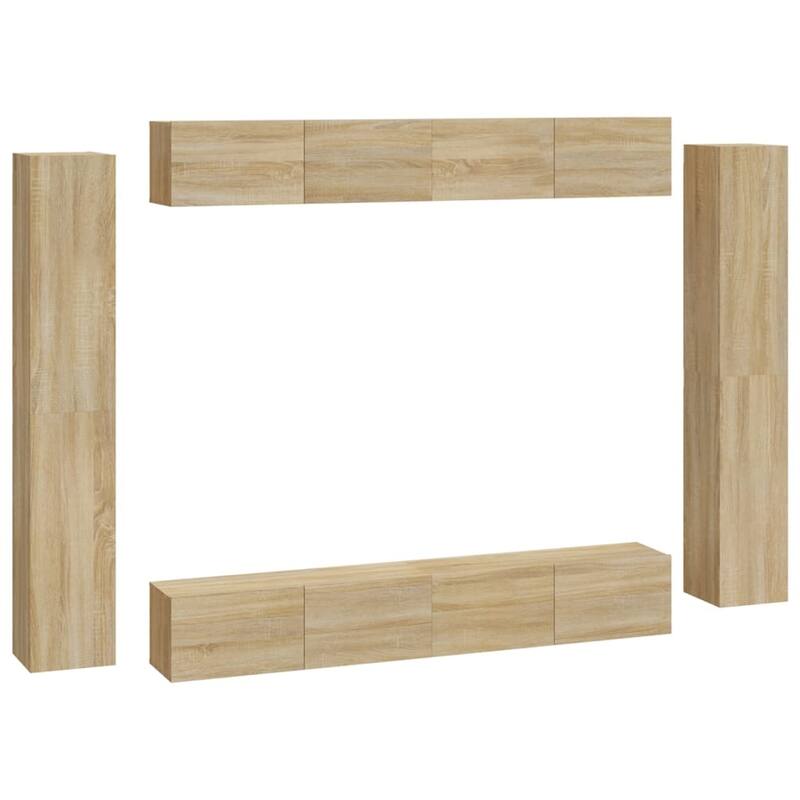 vidaXL TV Cabinet Set Set of 8 Sonoma Oak Engineered wood Multiple sizes - 11.8 x 39.4 x 11.8 in