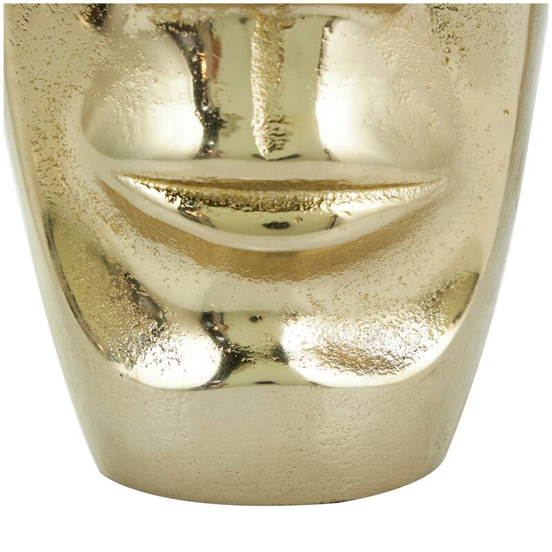 Gold Aluminum Metal Face Decorative Vase with Abstract Details (Set of 2)