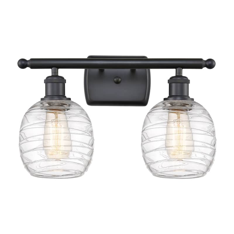 Innovations Lighting 516-2W-11-16 Belfast Vanity Belfast 2 Light 16" - Matte Black / Deco Swirl