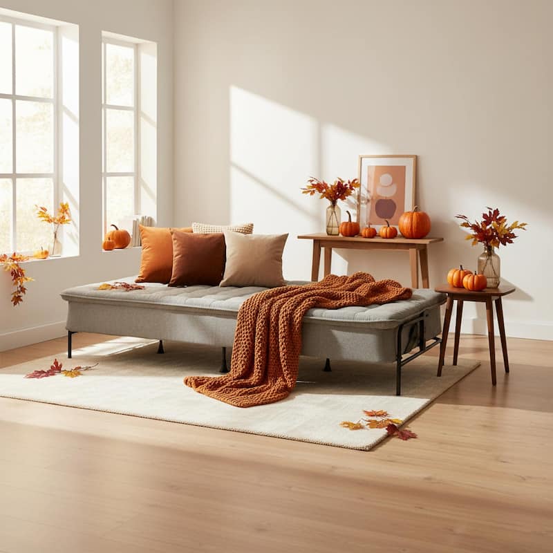 HOMYLIN Convertible Tufted Sofa Bed with Adjustable Back & Metal Frame