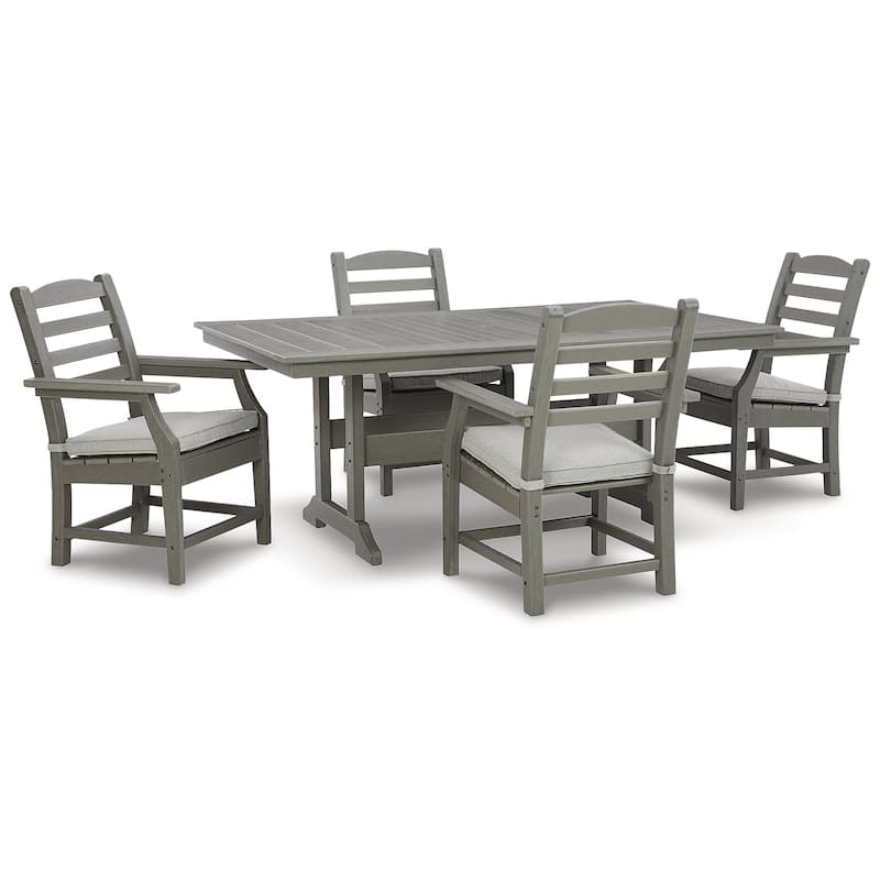 Signature Design by Ashley Visola Gray Outdoor Dining Table with 4 Chairs - 72"W x 42"D x 29"H