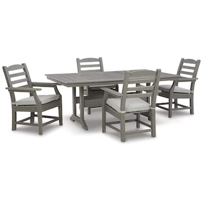 Signature Design by Ashley Visola Gray Outdoor Dining Table with 4 Chairs - 72"W x 42"D x 29"H