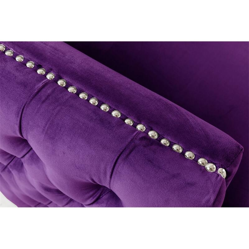 Velvet Upholstered Accent Chair with 1 Pillow
