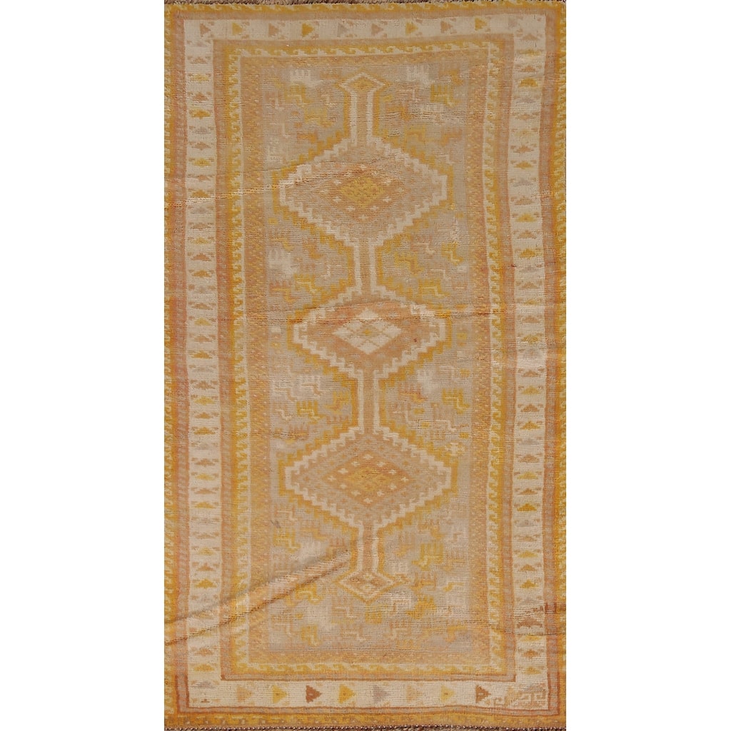 Hand Knotted Oriental 100% Wool Carpet Tribal Geometric Brown Gabbeh Area Rug - 5' 11'' X 3' 1''