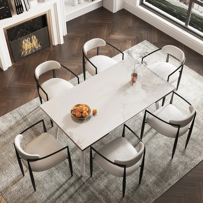 94.48" Rectangular Extendable Sintered Stone Dining Table
