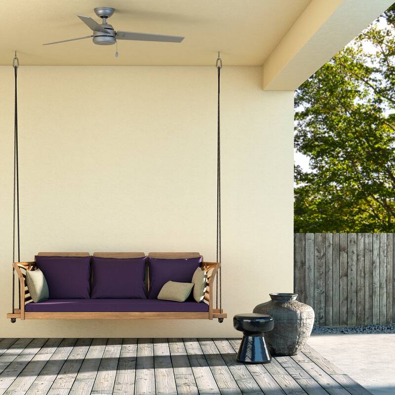 Hunter 52" Cassius Outdoor Ceiling Fan with Pull Chain, Damp Rated - Industrial, Contemporary, Farmhouse