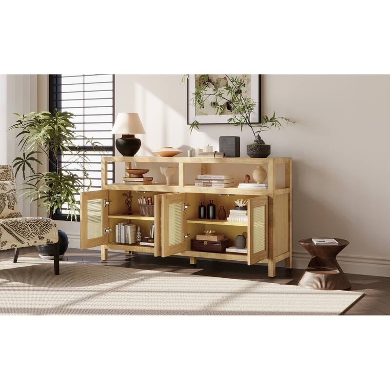 Bohemian Style Rattan Buffet Storage Cabinet - Natural