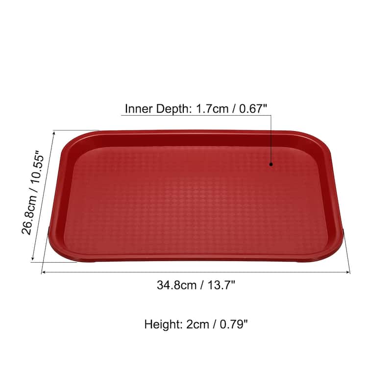 Fast Food Tray, PP Plastic Multi-Purpose Rectangle - 14x11" - Red