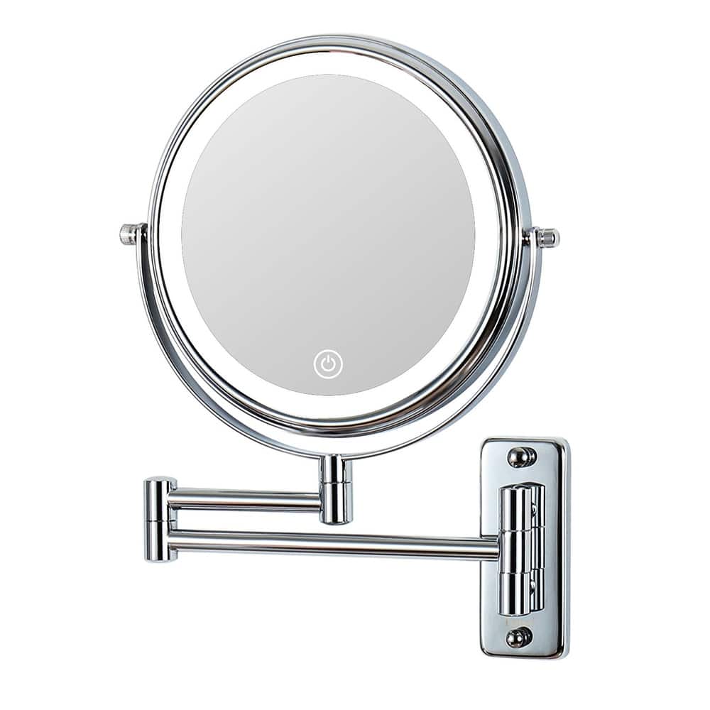 8 inch Double-Sided Wall Mounted 10X LED Magnifying Bathroom Mirror