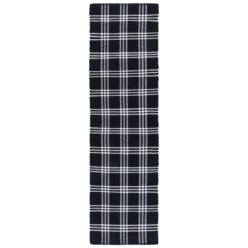 SAFAVIEH Handmade Montauk Steljana Contemporary Cotton Rug - 2'3" x 8' Runner - Black/Ivory