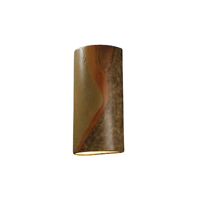 Justice Design Ambiance Harvest Yellow Slate Really Big Cylinder Wall Sconce