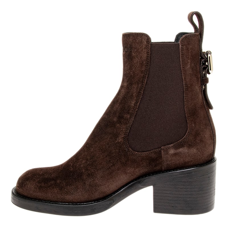Chloe Dakota Chelsea Boot in Suede - Dark Brown and Black