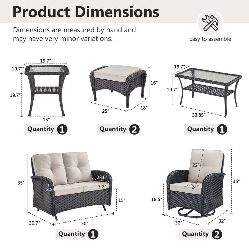Gymojoy Outdoor Wicker Patio Furniture Loveseat Glider & Chair Set