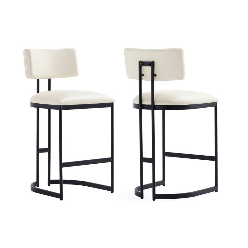 Manhattan Comfort Juno Metal Vegan Leather Counter Stool