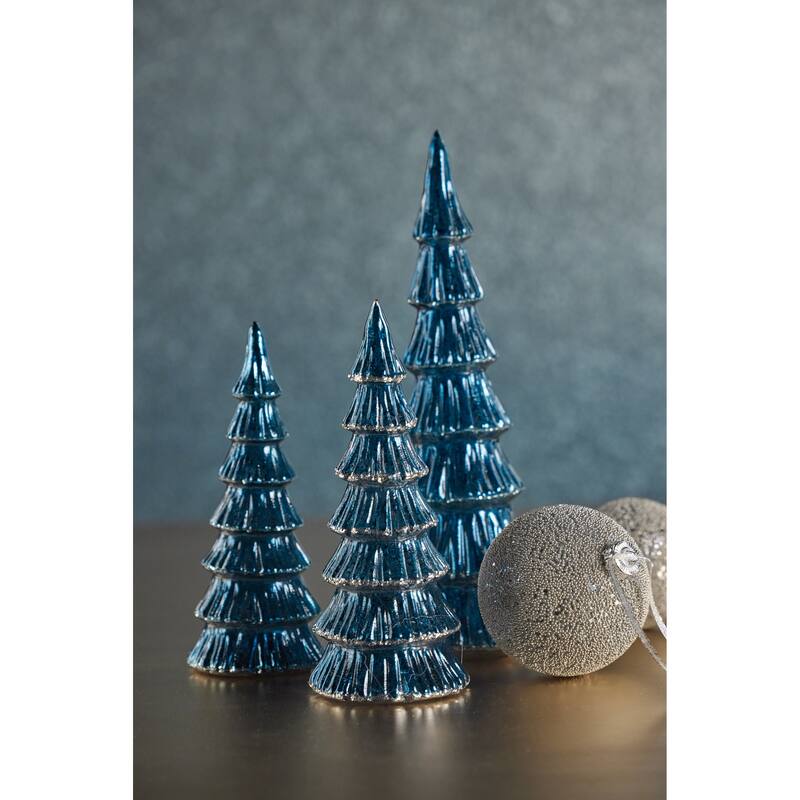 Lior 12.5" LED Glass Tabletop Holiday Trees, Set of 2